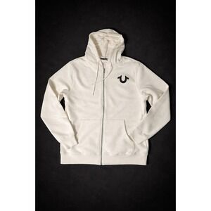 True Religion Winter White Graphic Full Zip Hoodie men's XL NWT $109